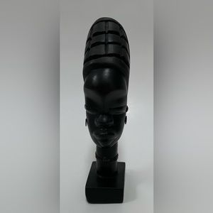 Vintage African Hand Carved Wood Woman Bust Sculpture Head Statue Figure Art 7”